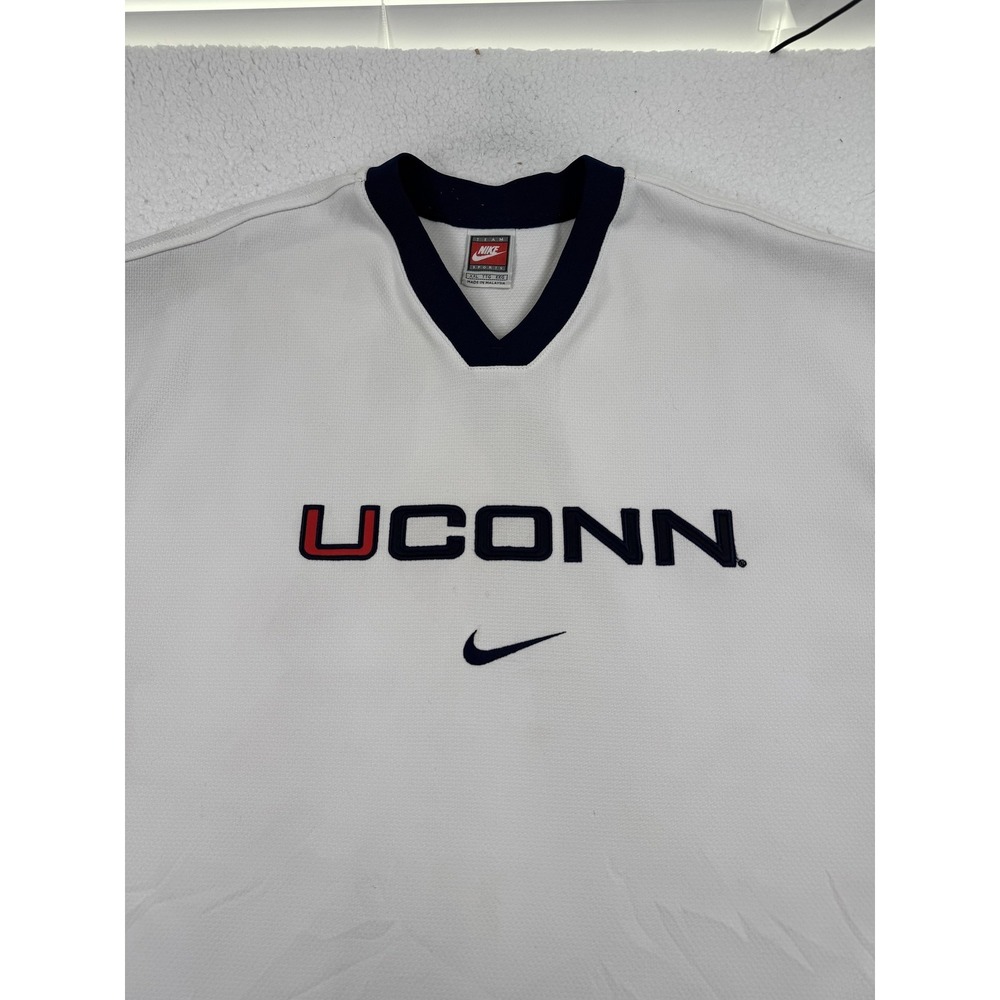 Vtg 90's UConn Huskies Warm Up Shirt Jersey 2XL Nike White NCAA Basketball - Picture 3 of 7
